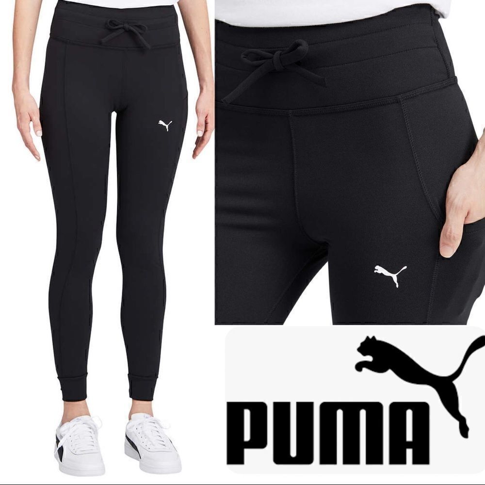 NEW! PUMA Ladies Drawstring Tight Leggings Jogger cuff with Side Pocket - SMALL